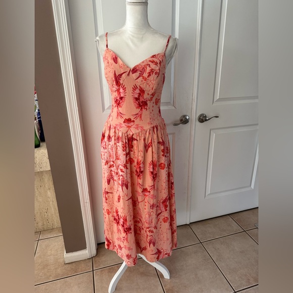 House Of Harlow 1960 Linen Blend Midi Dress - Picture 5 of 15